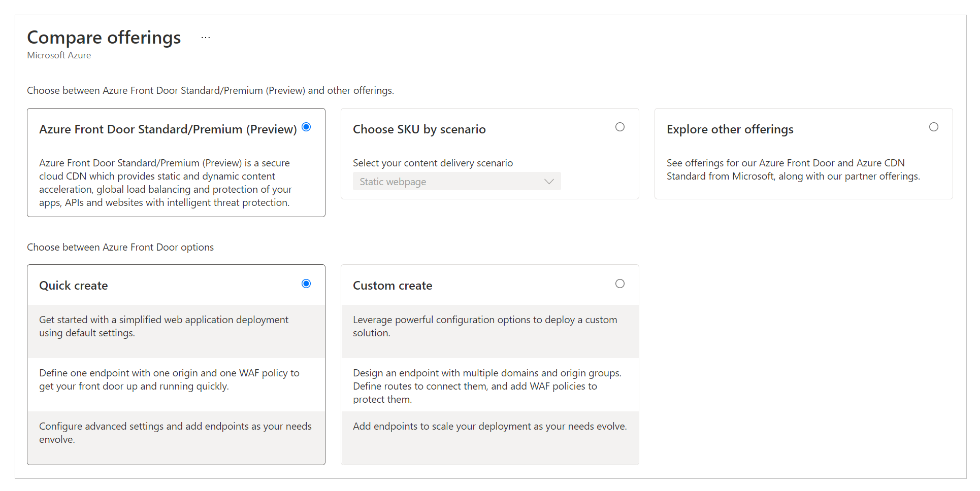 Create an Azure Front Door resource.