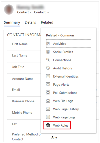 Selecting related web roles.