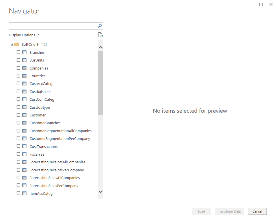 Sample navigation table.