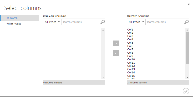 Column Selector with all columns selected