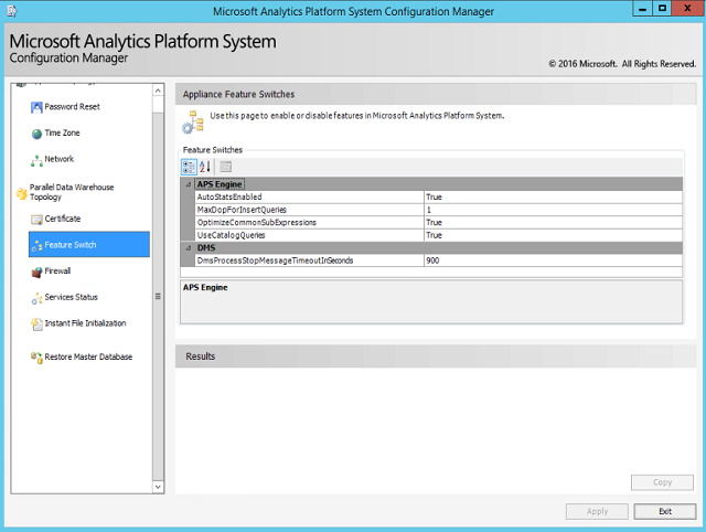 DWConfig Appliance Feature Switch