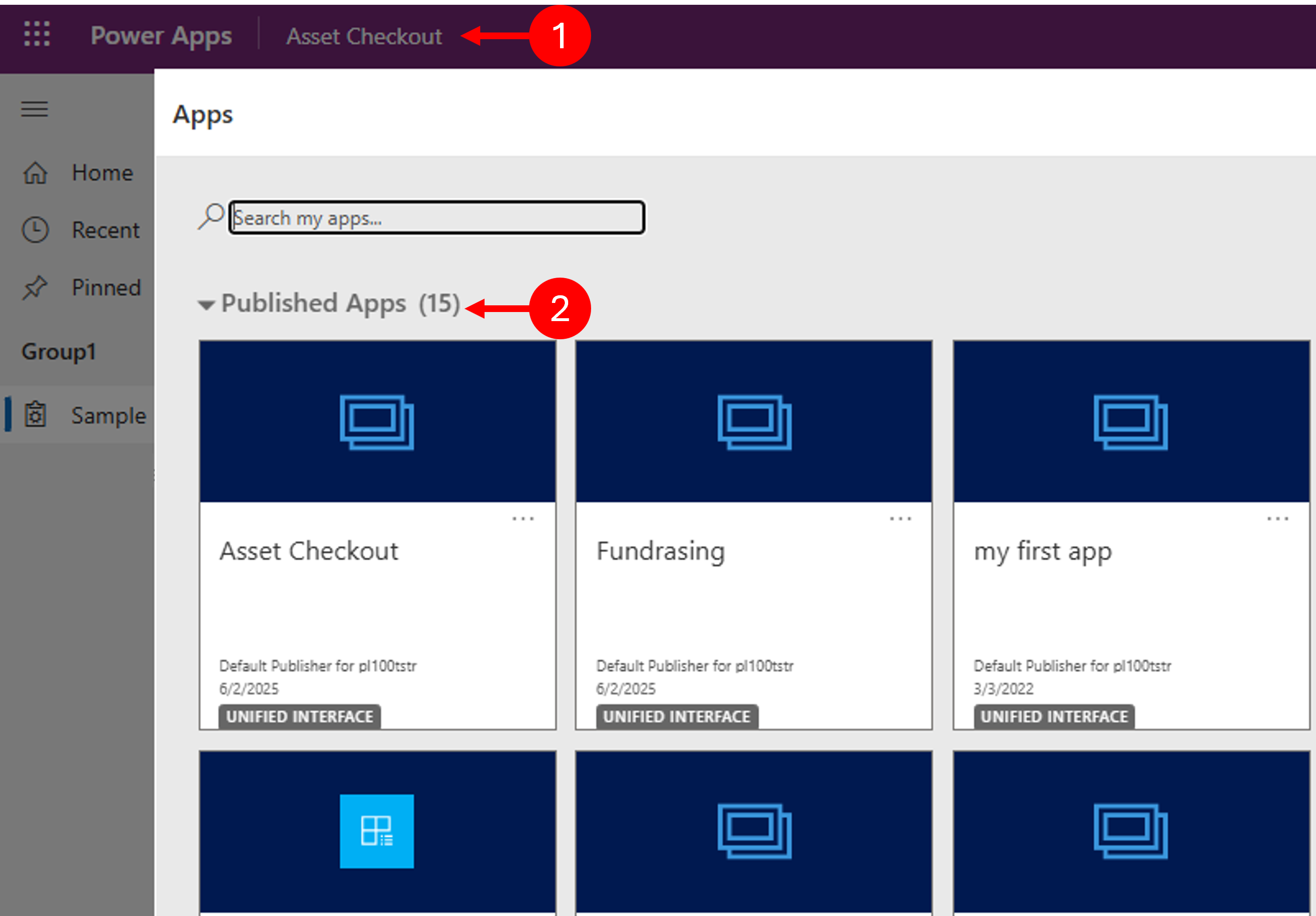 Screenshot of the application selector for switching between apps.