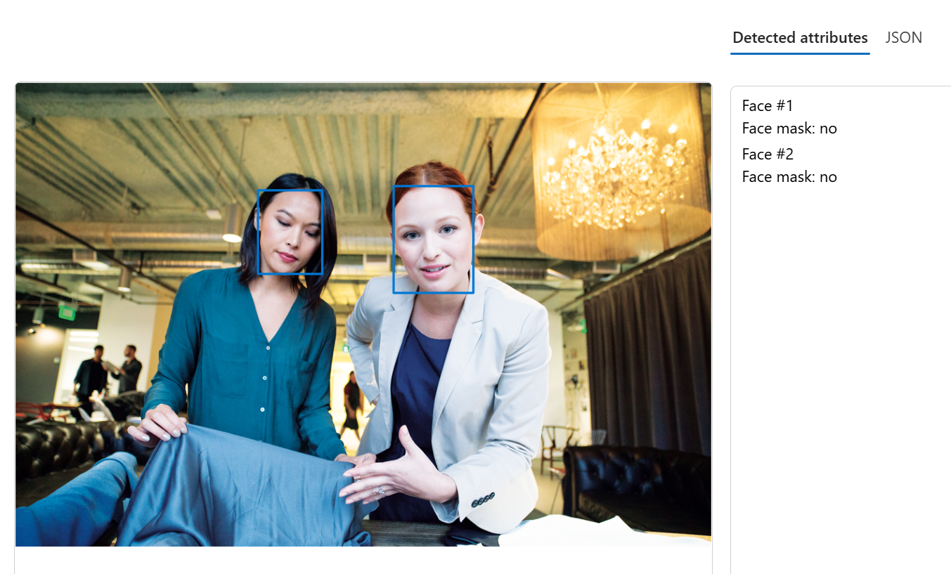 Screenshot of face detection example from Microsoft Foundry.