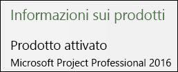 Informazioni sul prodotto: Project Professional 2016.