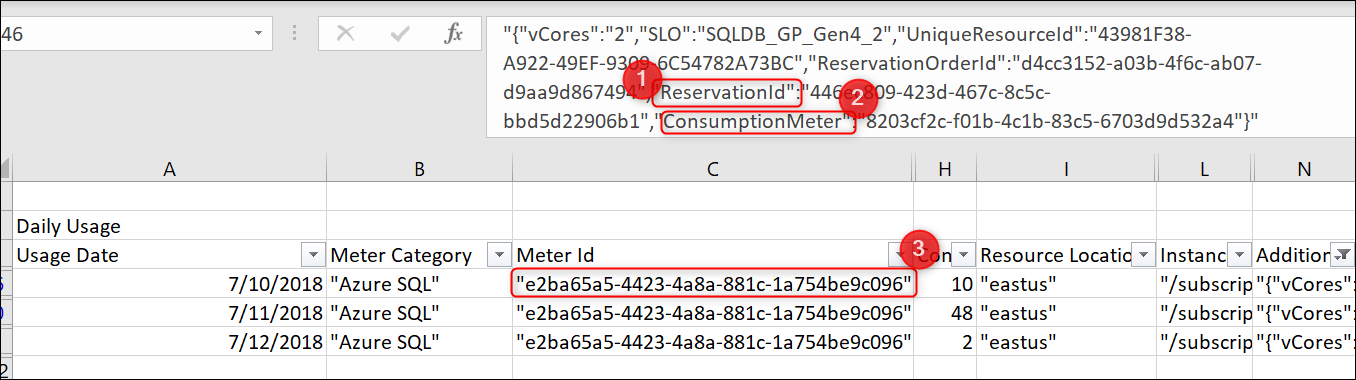 Screenshot che mostra i dettagli di un file C S V per la capacità riservata.