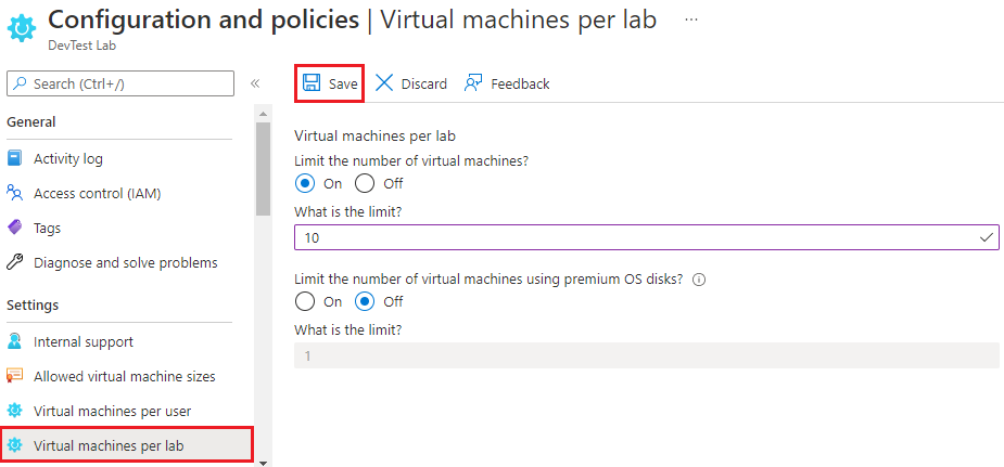 Screenshot che mostra le macchine virtuali per lab.