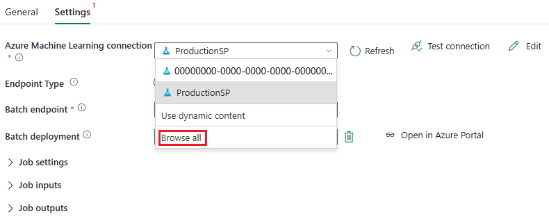 A screenshot of the configuration section of the activity showing how to create a new connection.