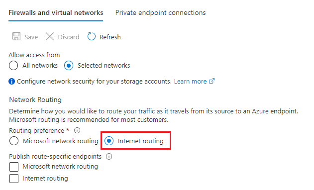 Opzione di routing Internet