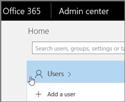Immagine dell'interfaccia utente degli utenti nell'interfaccia di amministrazione di Microsoft 365.