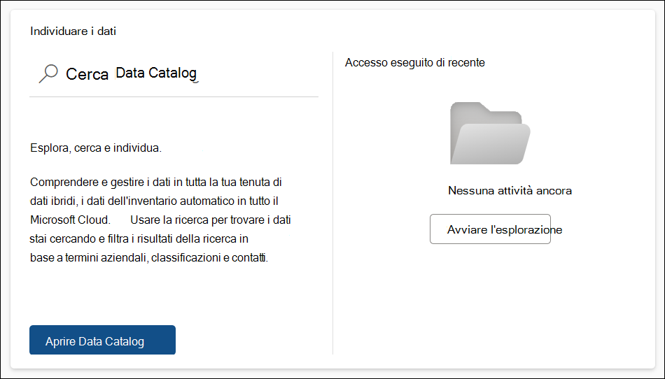 Portale di Microsoft Purview Individuare la scheda dati.