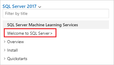 Screenshot che mostra l'opzione per tornare al sommario della documentazione SQL.