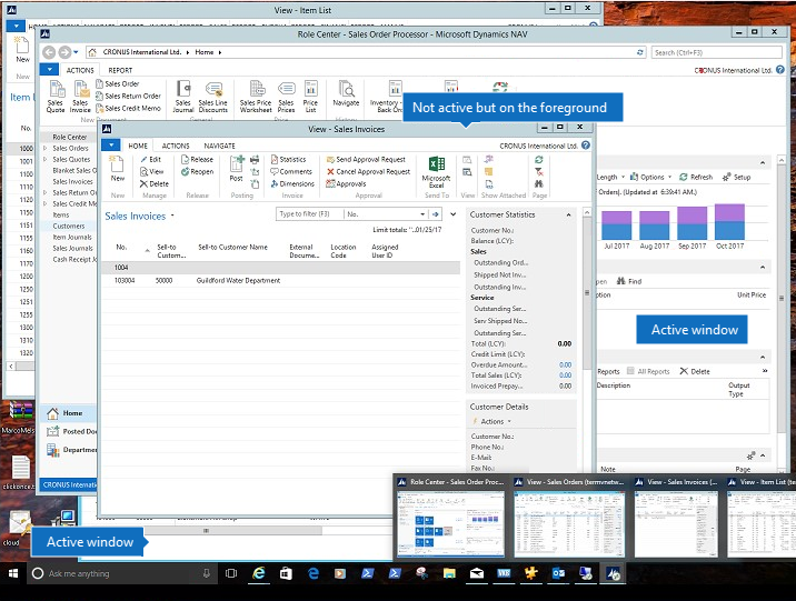 Screenshot che mostra il problema quando l'applicazione Microsoft Dynamics NAV viene distribuita come app remota.