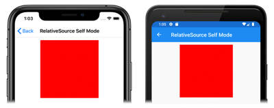 Screenshot di un binding relativo in modalità self, in iOS e Android