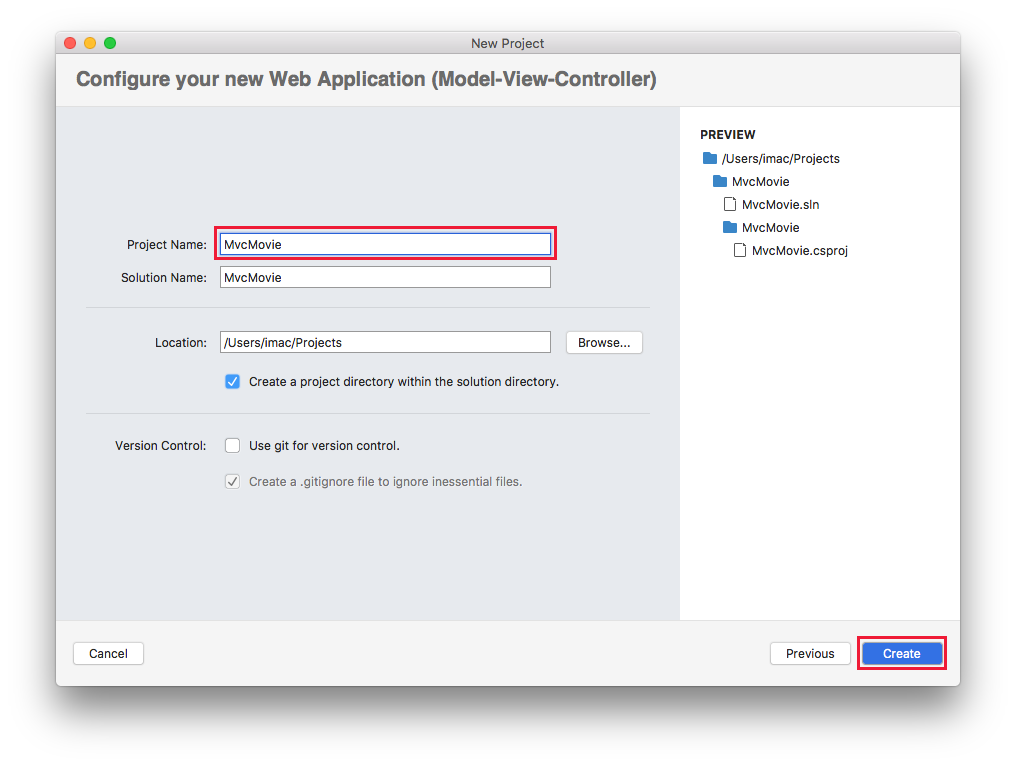 macOS assegnare un nome al progetto