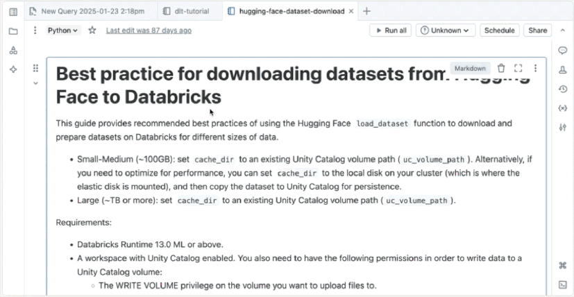 Aprire un notebook esistente in una nuova scheda.