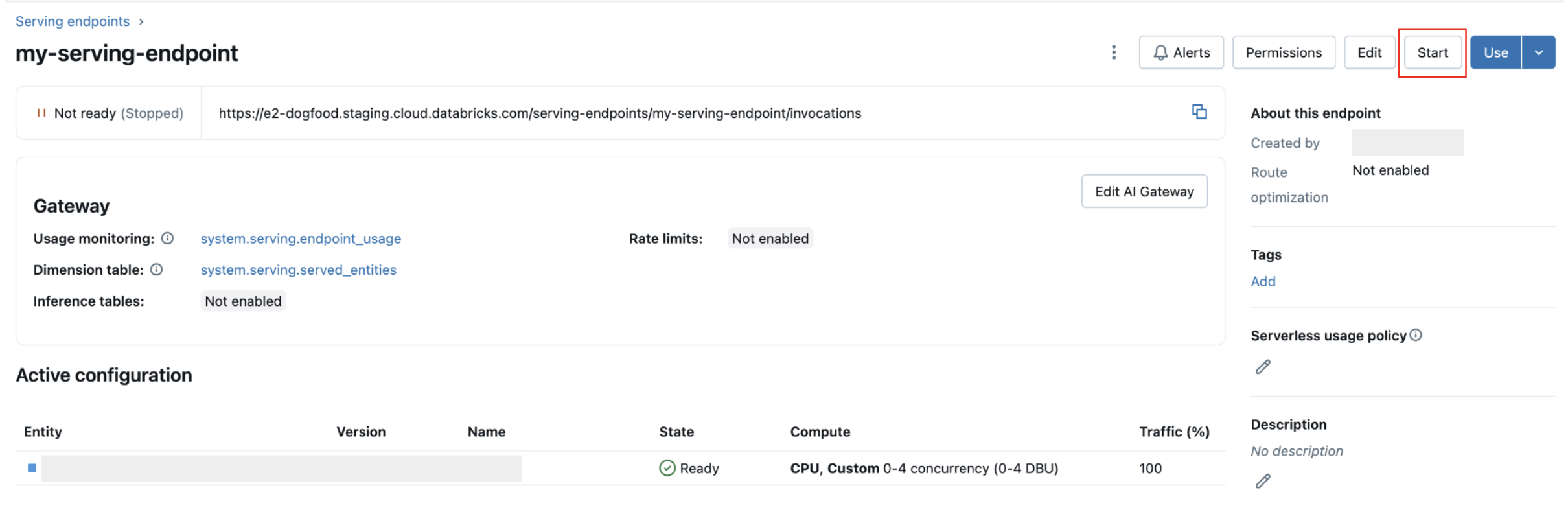 Avviare un modello che gestisce un endpoint usando l'interfaccia utente di gestione.
