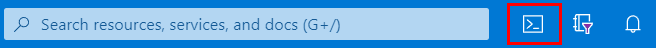 Screenshot che mostra come aprire Azure Cloud Shell usando l'azione icona sulla barra degli strumenti del portale di Azure.