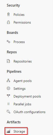 Screenshot che mostra come passare alla visualizzazione di archiviazione a livello di organizzazione.
