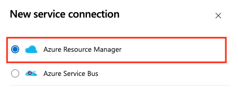Screenshot che mostra la selezione di Azure Resource Manager.