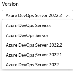 Screenshot di come selezionare una versione dal selettore della versione del contenuto di Azure DevOps.