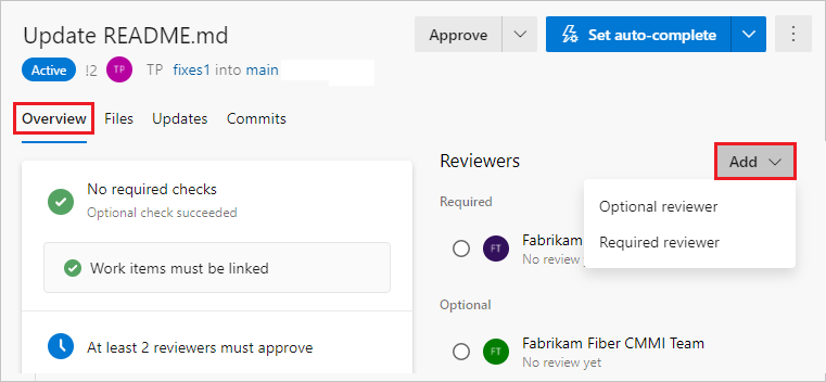 panoramica delle pull request