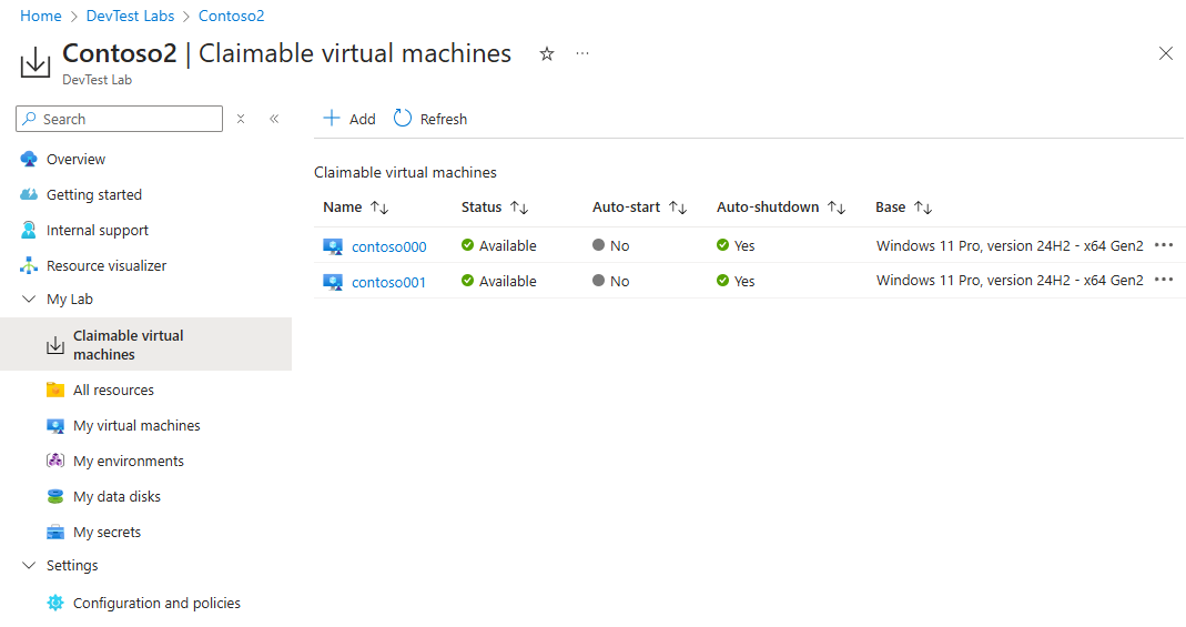 Screenshot che mostra la pagina dello stato di creazione della macchina virtuale lab.