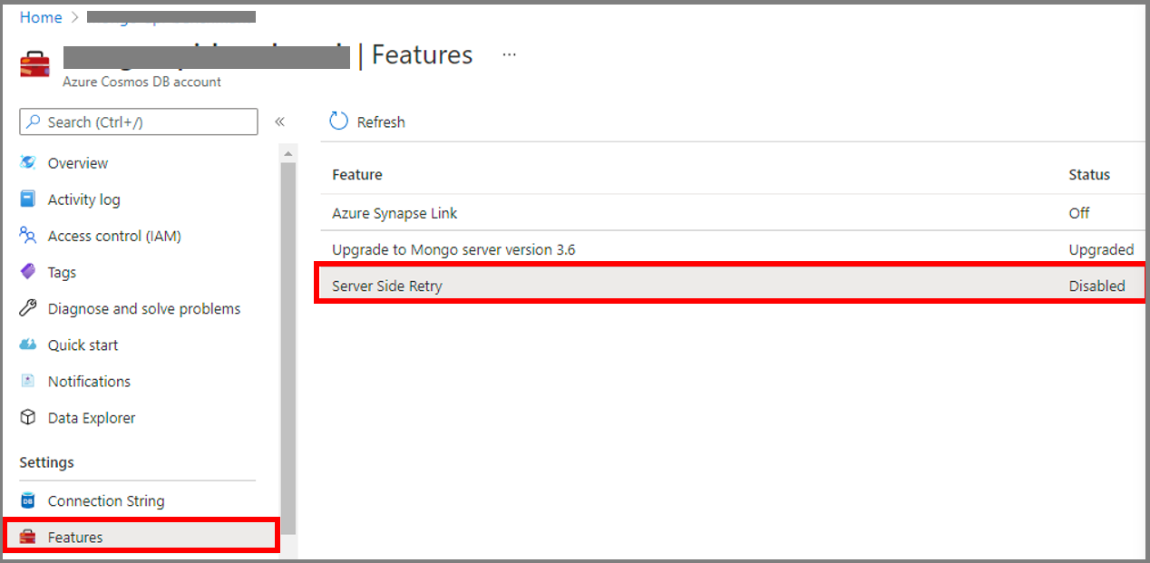 Screenshot che mostra dove trovare la funzionalità di ripetizione dei tentativi lato server.