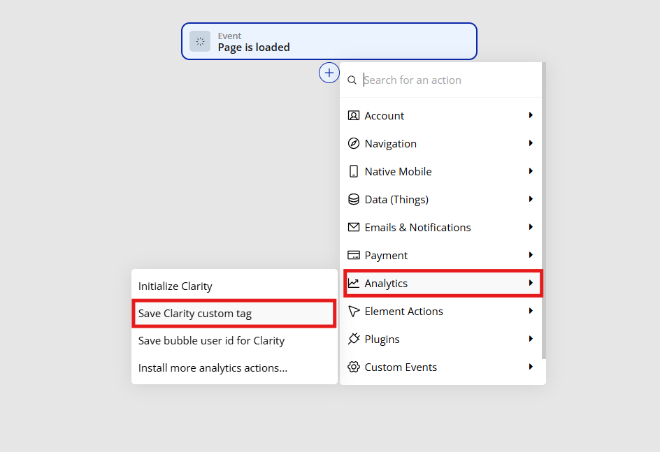 Select save Clarity custom tag.