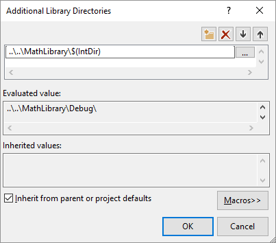 Screenshot della finestra di dialogo delle directory librerie aggiuntive.