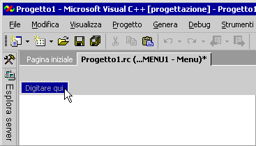 Casella nuovo elemento nell'editor di menu.