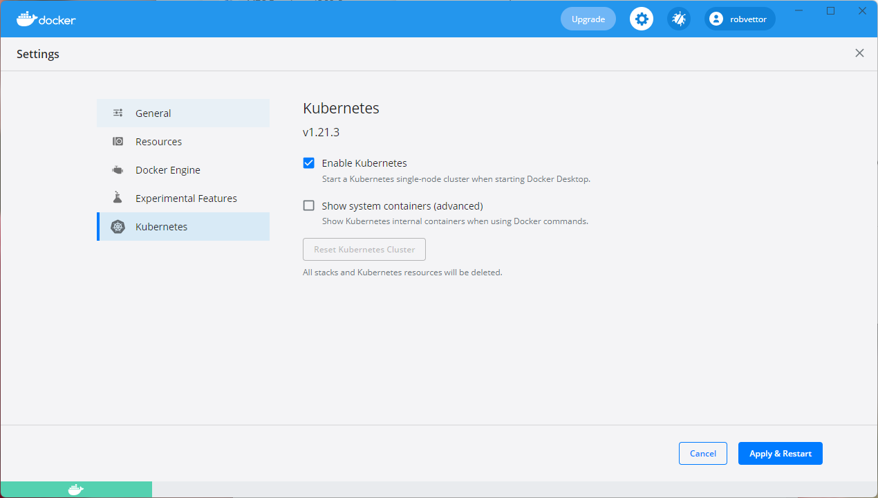 Configurazione di Kubernetes in Docker Desktop