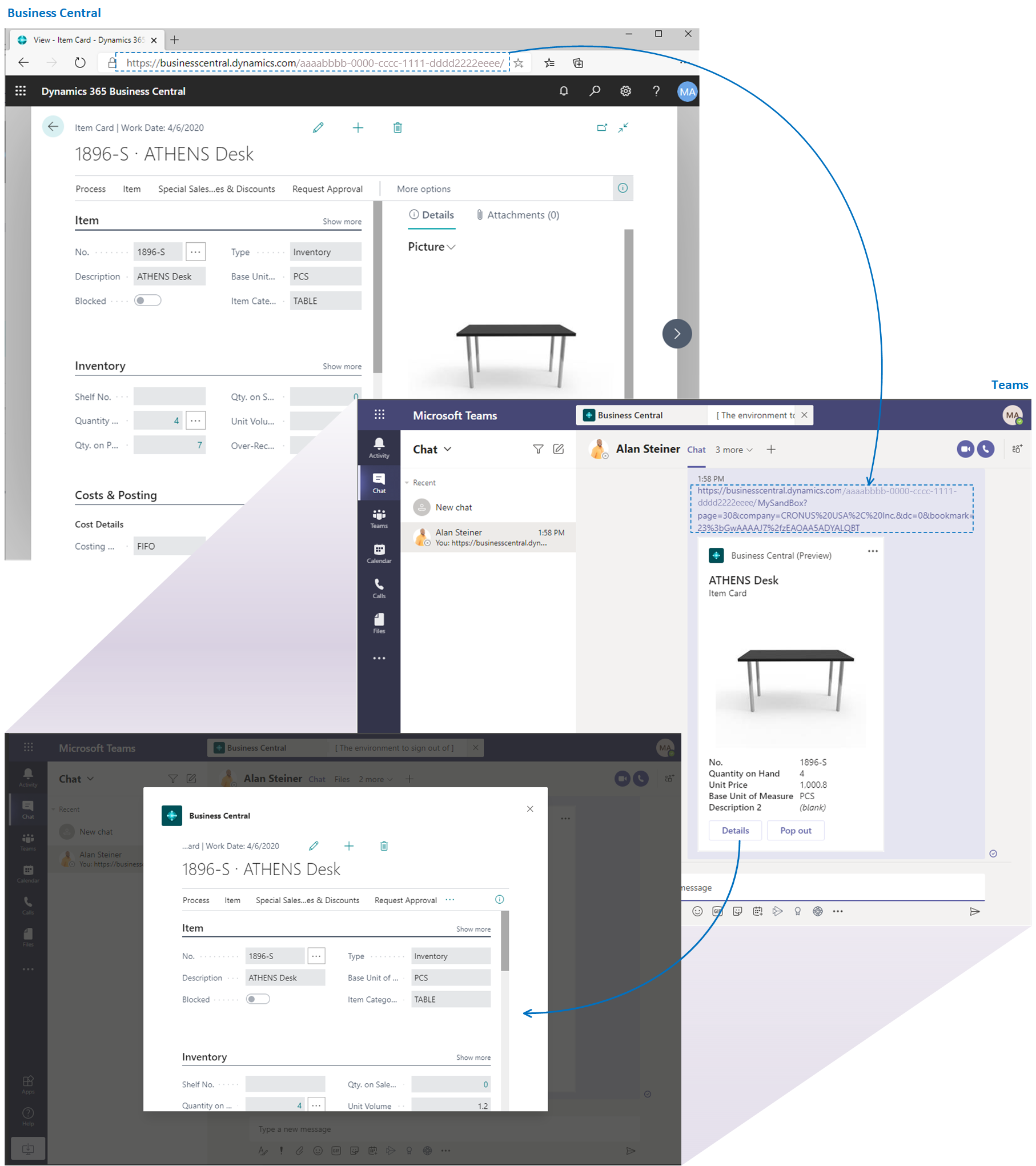 Teams integration with Business Central.
