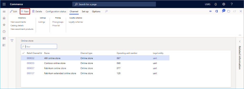 Screenshot della creazione di un nuovo canale online.