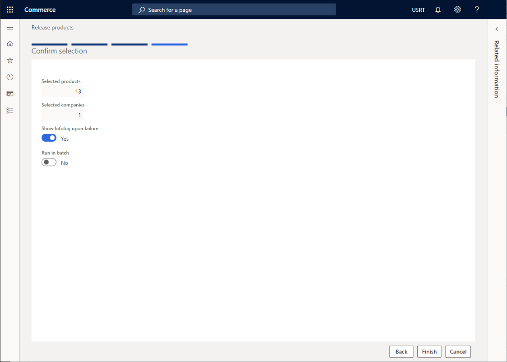Screenshot del completamento della versione del prodotto.