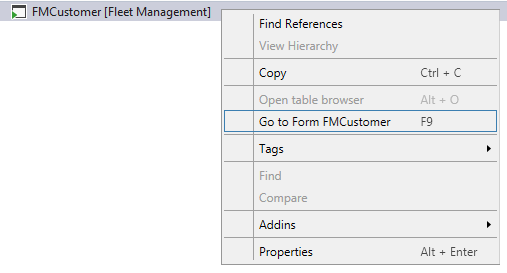 Navigating to a form using Application Explorer.