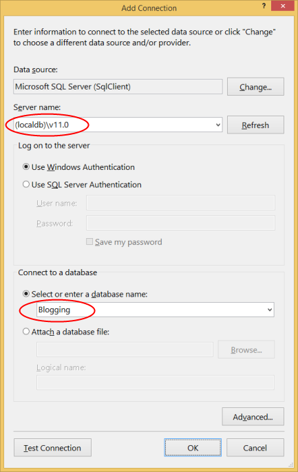 Connessione LocalDB