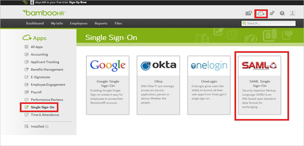 Pagina BambooHR Single Sign-On