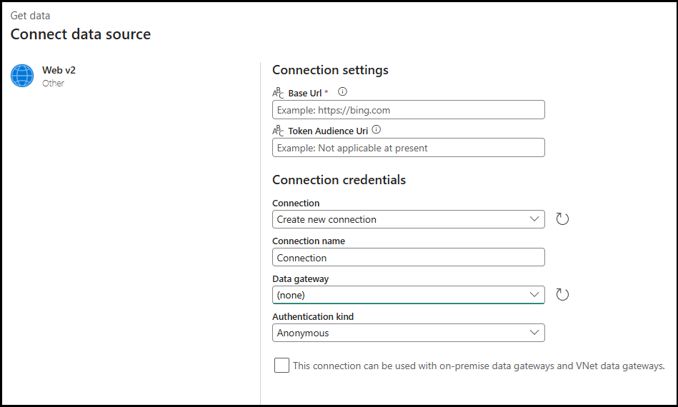 Screenshot che mostra la nuova finestra di dialogo di connessione per l'attività WebHook.