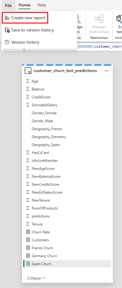 Screenshot che mostra come creare un report.