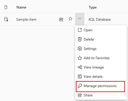 Screenshot della voce gestione permessi.