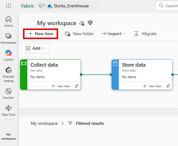 Screenshot dell'aggiunta di un nuovo set di query KQL dalla home page dell'area di lavoro.
