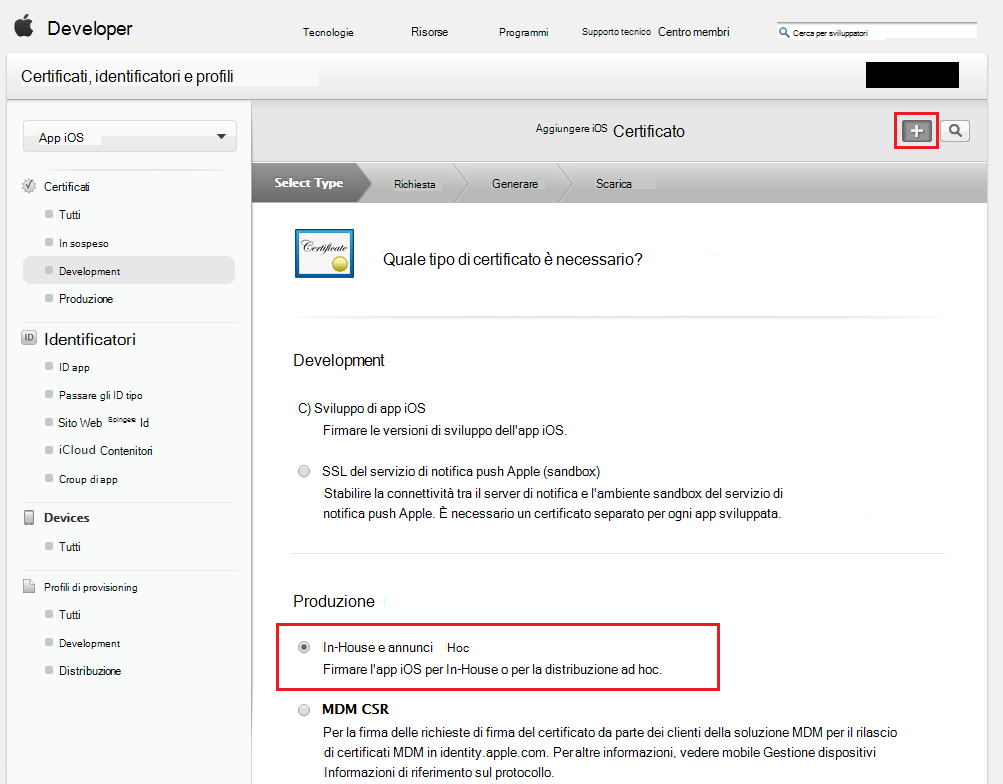 Seleziona In-House e certificato ad hoc