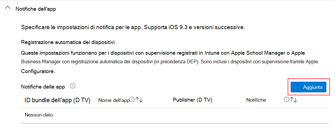 Aggiungere una notifica app in iOS/iPadOS profilo di configurazione delle funzionalità del dispositivo in Microsoft Intune