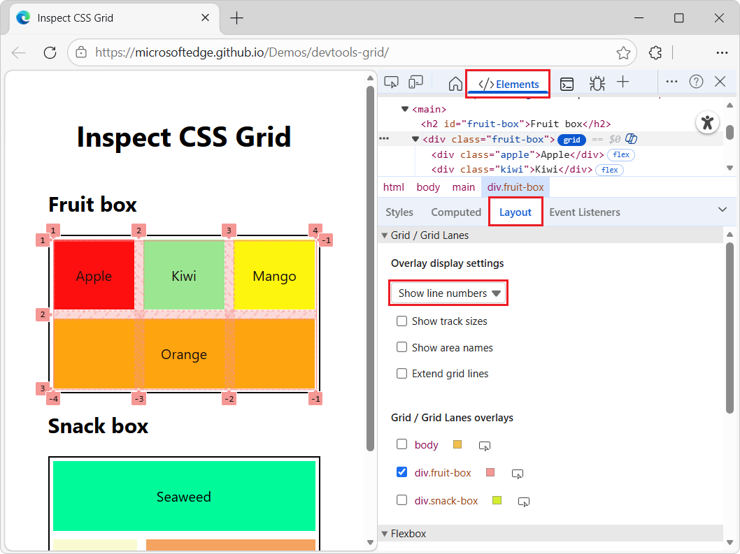 Display line numbers