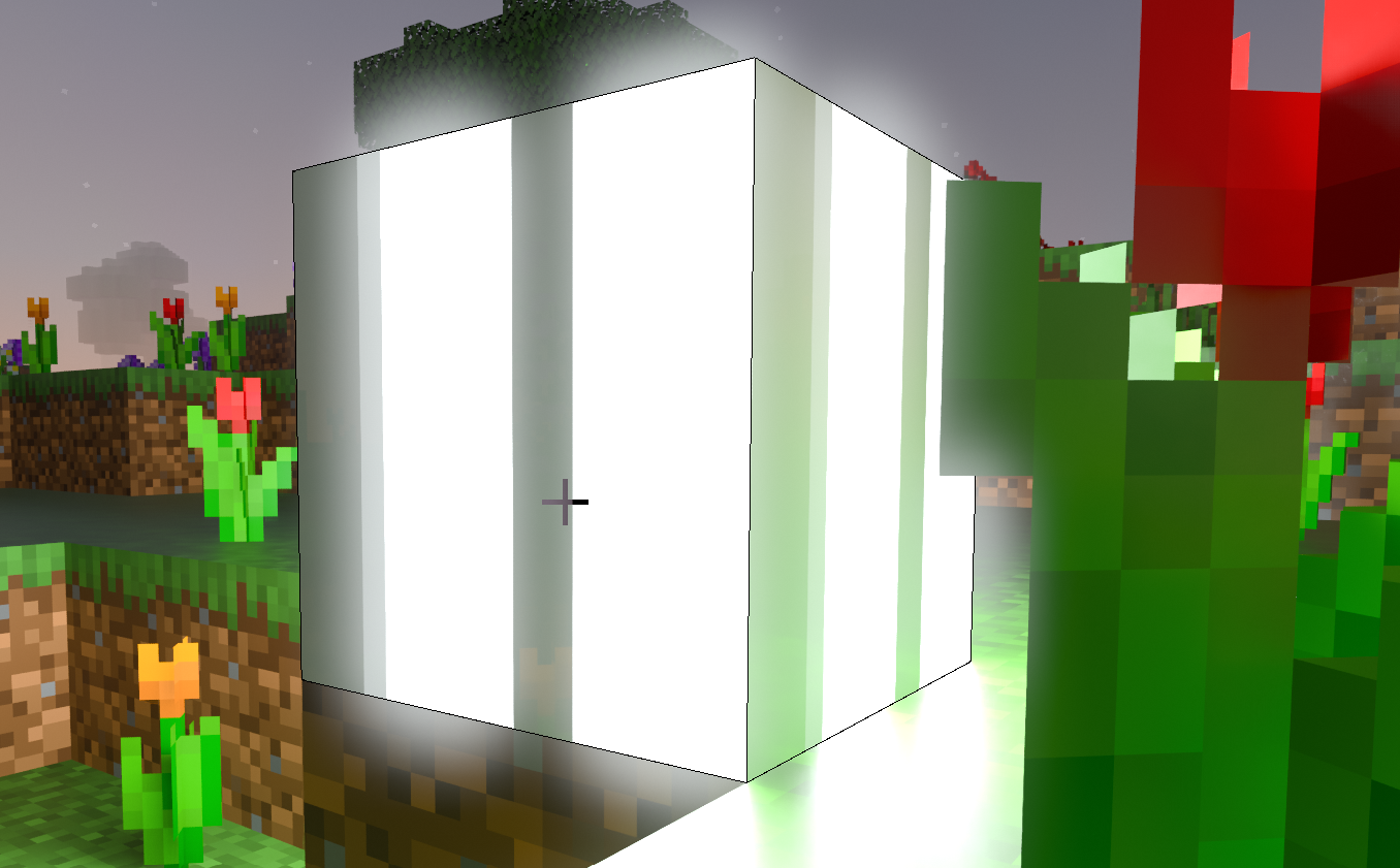 blocco bianco in calcestruzzo con strisce verticali luminose