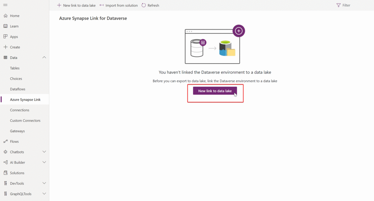 GIF di Collegamento a Azure Synapse.