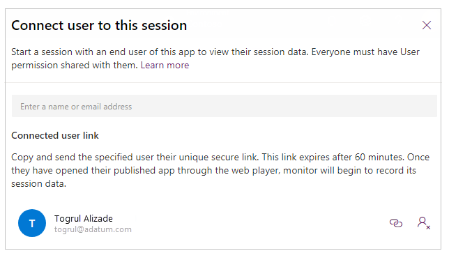 Connetti utente: cerca e seleziona.