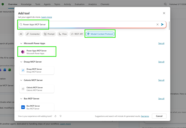 Trova il Power Apps MCP Server