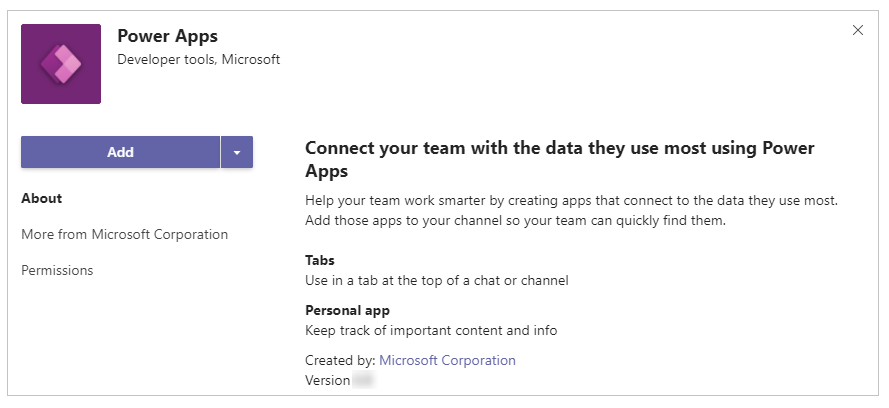 Aggiungere Power Apps.
