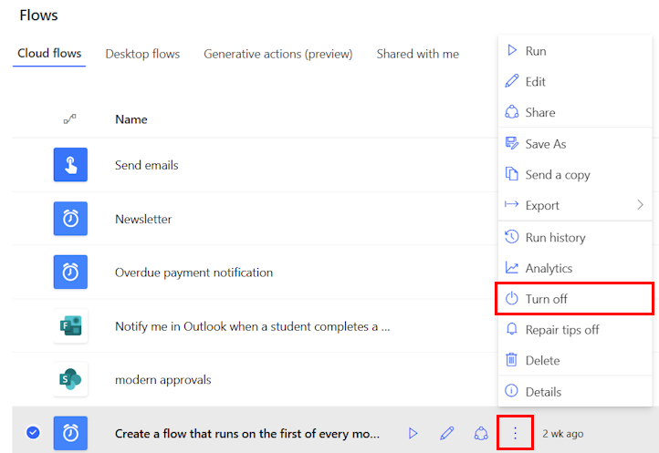 Screenshot della pausa di un flusso.